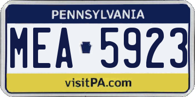 PA license plate MEA5923