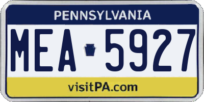 PA license plate MEA5927