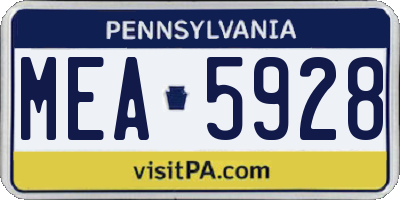 PA license plate MEA5928