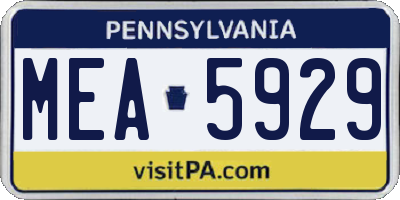 PA license plate MEA5929