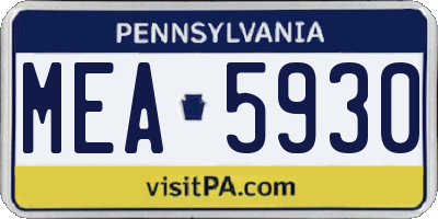 PA license plate MEA5930