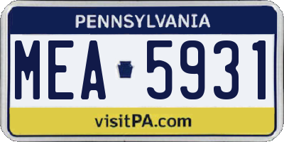 PA license plate MEA5931