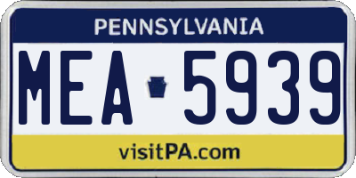 PA license plate MEA5939