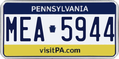 PA license plate MEA5944