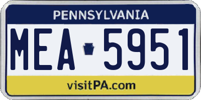 PA license plate MEA5951