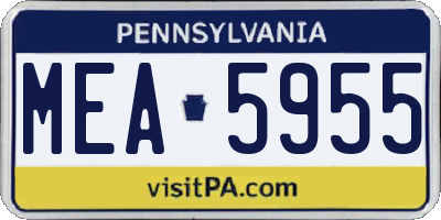 PA license plate MEA5955