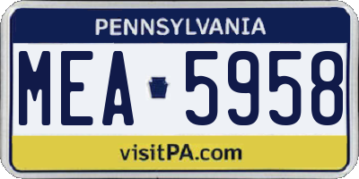 PA license plate MEA5958