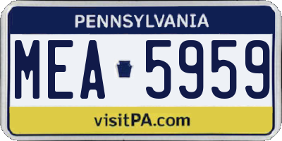 PA license plate MEA5959