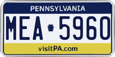 PA license plate MEA5960