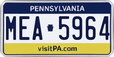 PA license plate MEA5964