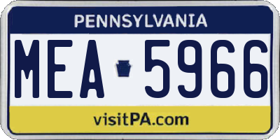 PA license plate MEA5966