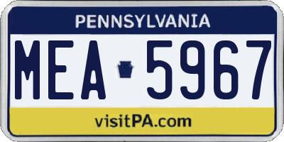 PA license plate MEA5967