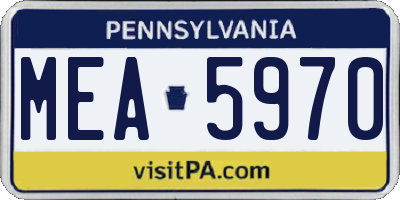 PA license plate MEA5970