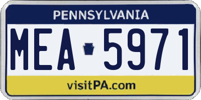 PA license plate MEA5971