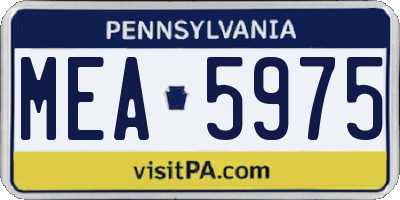 PA license plate MEA5975