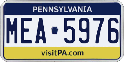 PA license plate MEA5976