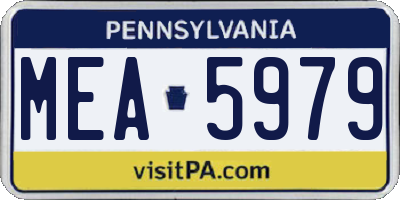PA license plate MEA5979