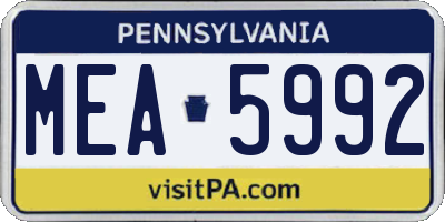 PA license plate MEA5992
