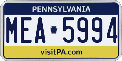 PA license plate MEA5994