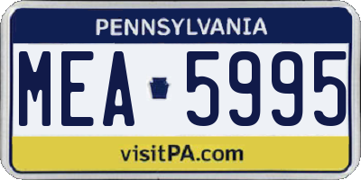 PA license plate MEA5995