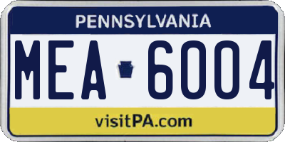 PA license plate MEA6004