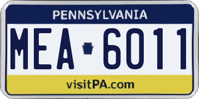 PA license plate MEA6011