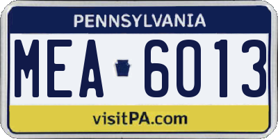 PA license plate MEA6013
