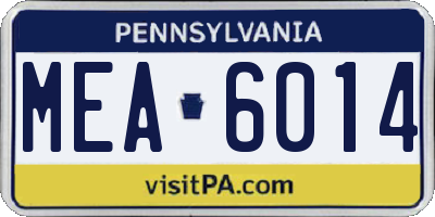 PA license plate MEA6014