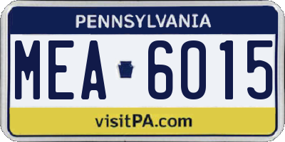 PA license plate MEA6015