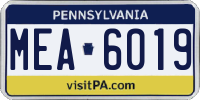 PA license plate MEA6019