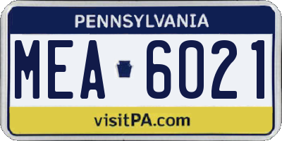 PA license plate MEA6021