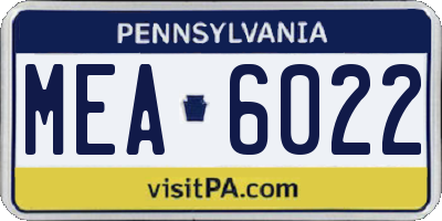 PA license plate MEA6022