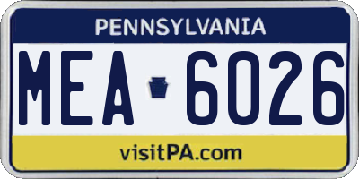 PA license plate MEA6026