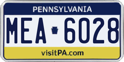 PA license plate MEA6028