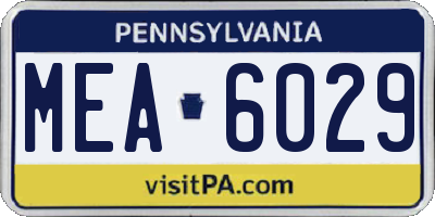 PA license plate MEA6029