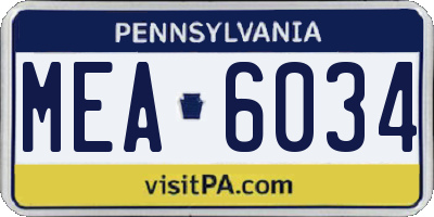 PA license plate MEA6034