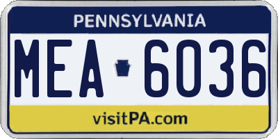 PA license plate MEA6036