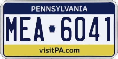 PA license plate MEA6041