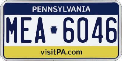PA license plate MEA6046