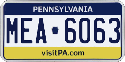 PA license plate MEA6063