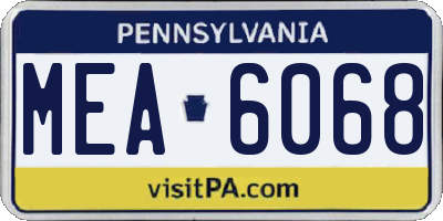 PA license plate MEA6068