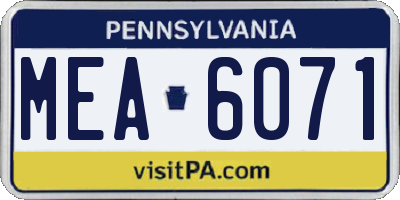PA license plate MEA6071