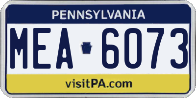 PA license plate MEA6073