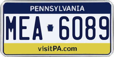 PA license plate MEA6089