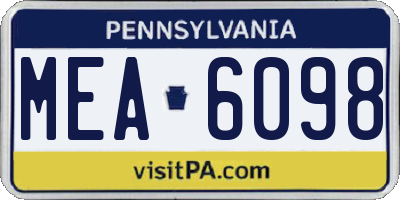 PA license plate MEA6098