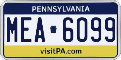 PA license plate MEA6099