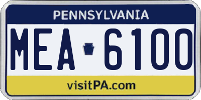 PA license plate MEA6100