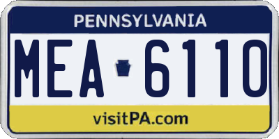 PA license plate MEA6110