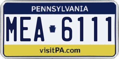 PA license plate MEA6111