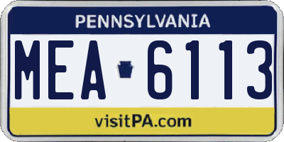 PA license plate MEA6113